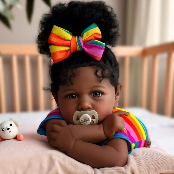 Other - 🆕20Inch African American Newborn Full Cloth Body Doll Brown Macie Girl Doll